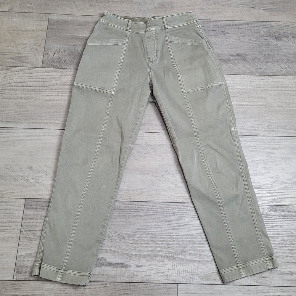 Spanx Pants Womens M Pale Sage Structured Twill Shaping High Rise Stretch Ankle - Picture 2 of 16